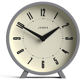 Настільний годинник JONES CLOCKS Venus, круглий, сірий, сучасний ретро-дизайн для столу, полиці, каміна або тумбочки