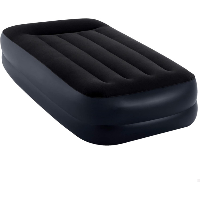 Надувне ліжко Intex Queen Pillow Rest Raised з технологією Fiber-Tech, чорний верх/синій низ, 64124 (Twin), для дорослих