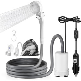 Портативний душ AUTOPkio 12V для кемпінгу, покращена помпа, підключення Plug-and-Play, для авто, подорожей, миття машин, без розпилювача