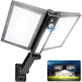 Вуличний LED-світильник з датчиком руху, 200 Вт, 180 LED, сонячна панель, 6500K, з пультом, для саду, готелю, двору, гаража, 1 шт.