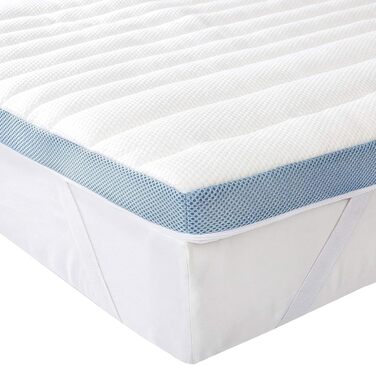 Топер з піни Memory Foam Amazon Basics з ременями, 140x200 см, 5 см, білий