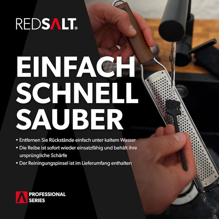 Преміум набір терок REDSALT з нержавіючої сталі з ручкою з волоського горіха — універсальна кухонна терка для лимона, імбиру, моркви, сиру, пармезану, професійний кухонний зестер та джулієн