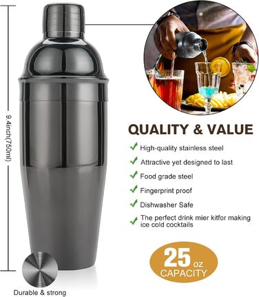 Набір шейкерів для коктейлів KINGROW Mixology - Набір з 29 предметів