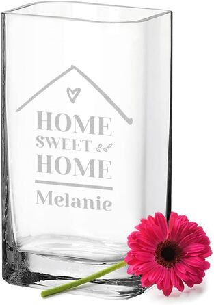 Скляна ваза з гравіюванням Home Sweet Home, персоналізована, подарунок жінці, тюльпанова, ручна робота, Polar-Effekt, Німеччина