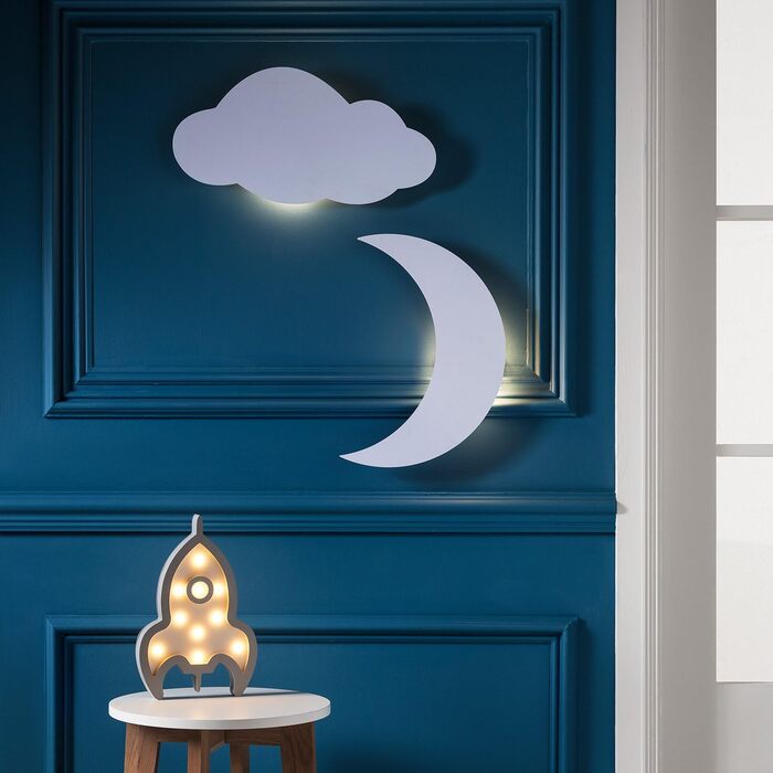 LED настінна хмаринка Lights4fun, тепле біле світло, на батарейках, з пультом і таймером, для дитячої кімнати та спальні, нічник-декор (2 шт.)