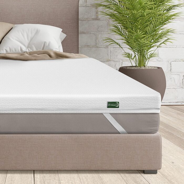 Топер для матраца Beautissu BeauNuit MT Lux 90x200 см, 7 зон, висота 7 см, в'язкоеластичний пінополіуретан, анатомічний, для бокспринг-ліжка, дихаючий, нековзкий, захист матраца