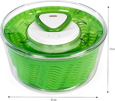 Сушарка для салату Zyliss Easy Spin 2, 6 л, акрилова, зелена, з чашею, Aquavent технологія