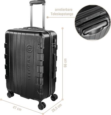 Валіза Bugatti Galatea 38L, 4 колеса, TSA, 55x38x23,5 см, чорна, середня