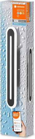 Розумна LED лампа для ванної LEDVANCE Orbis Bath, чорна, 1600 Лм, 3000-6500K, 400x70 мм, IP44, Wi-Fi, диммована, керування через додаток і голосові асистенти