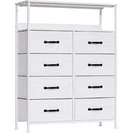 LYNCOHOME комод із 6 тканинними шухлядами, шафа для зберігання, білий, для спальні, вітальні, офісу, кухні