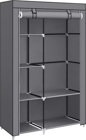 SONGMICS тканинна шафа для одягу з 6 полицями, модульна, сіра, 105x45x168 см – шафа для спальні та гардеробної