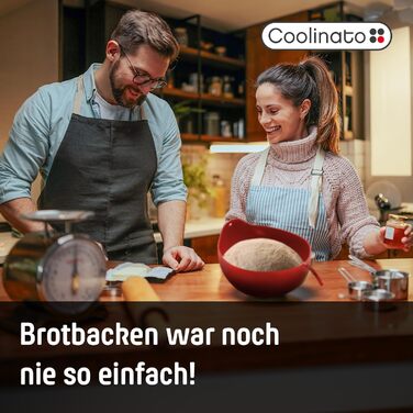 Coolinato універсальна силіконова форма 3-в-1 24 см – тістоміс, кошик для розстою та форма для випікання хліба, платиновий силікон, BPA-free, термостійка до 230°C, для змішування та випікання, червона