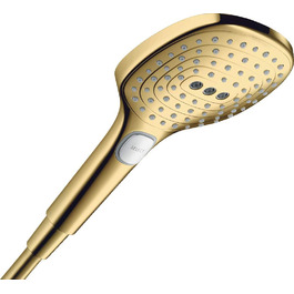 Душова лійка hansgrohe Raindance Select E 120 мм, 3 режими, EcoSmart 9 л/хв, антикальц, квадратна, поліроване золото