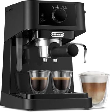 De'Longhi Stilosa EC 230.BK – традиційна еспресо-кавоварка з ручним капучинатором, для меленої кави, бак 1 л, 1100 Вт, чорна