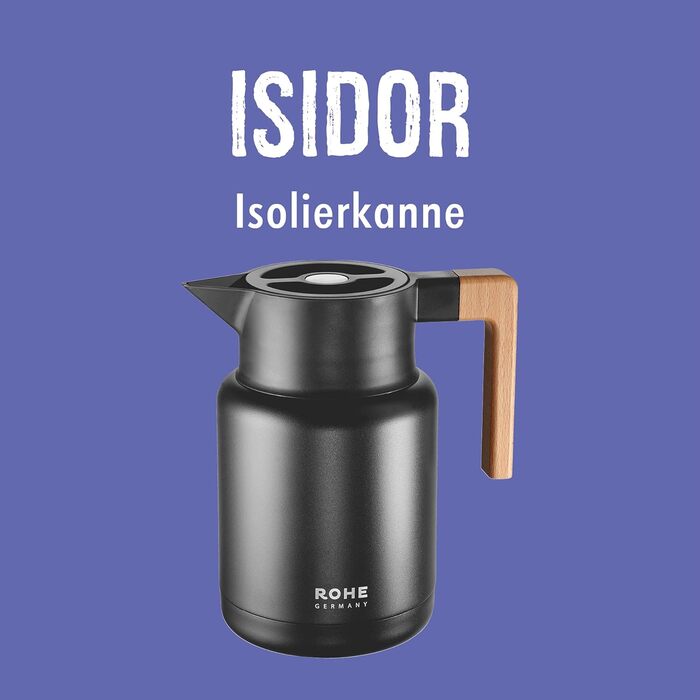Термос-глечик Isidor 1,4 л з нержавіючої сталі, чорний