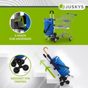 Сходовий візок для покупок Juskys 3в1, 56 л, складний, темно-синій