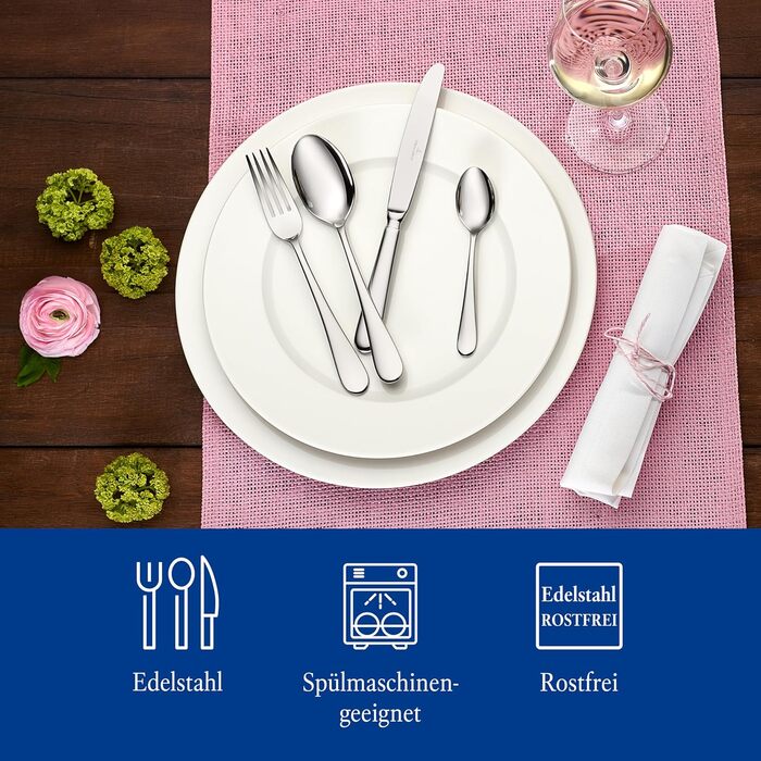 Столовий набір Villeroy & Boch Oscar 24 предмети з нержавіючої сталі для 6 осіб, придатний для миття в посудомийній машині
