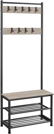 Вішалка Yaheetech для одягу з 3 полицями та гачками, металева, 184,5×72,5×33 см, сіра, для спальні, гардеробної, вітальні чи комори