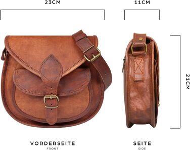 Жіноча шкіряна сумка LEABAGS Vintage Cognac, преміум натуральна шкіра, велика крос-боді, на плече, для роботи, університету, школи та відпочинку, розмір L (28x23x8 см)
