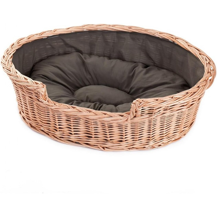 Плетений кошик для собак і котів з подушкою, 60x43x19 см, з лози, лежак для тварин