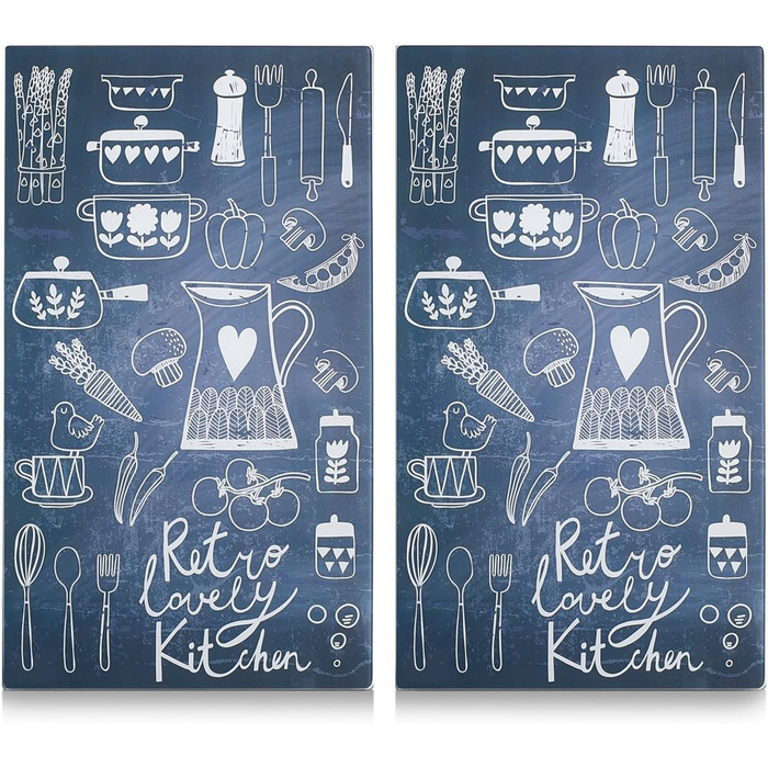 Скляні плити для плити та нарізання Zeller Lovely Kitchen, декоративні, 30x52 см, 2 шт.