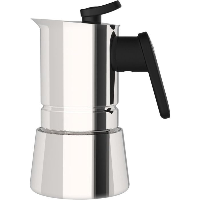 Кавоварка Steelmoka для індукційних плит, еспресо-мока, 2 чашки, сталева, срібляста