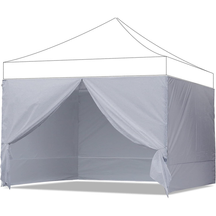Бічна стінка для намету ABCCANOPY 3x3 м, 4 шт, сіра, для павільйону, водонепроникна, захист від сонця