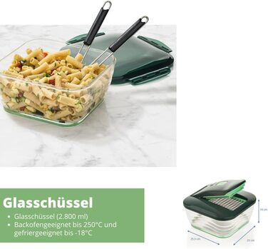 Овочерізка Genius Nicer Dicer Chef Deluxe XXL 37 предметів із набором скляних мисок, томатниця, овочерізка, 3-в-1 друшляк, шинкувальник, зелений