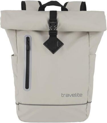 Водонепроникний рюкзак Travelite Rolltop для велосипеда та відпочинку, з відділенням Rolltop і світловідбивачами, 19 л, 48 см, колір айворі