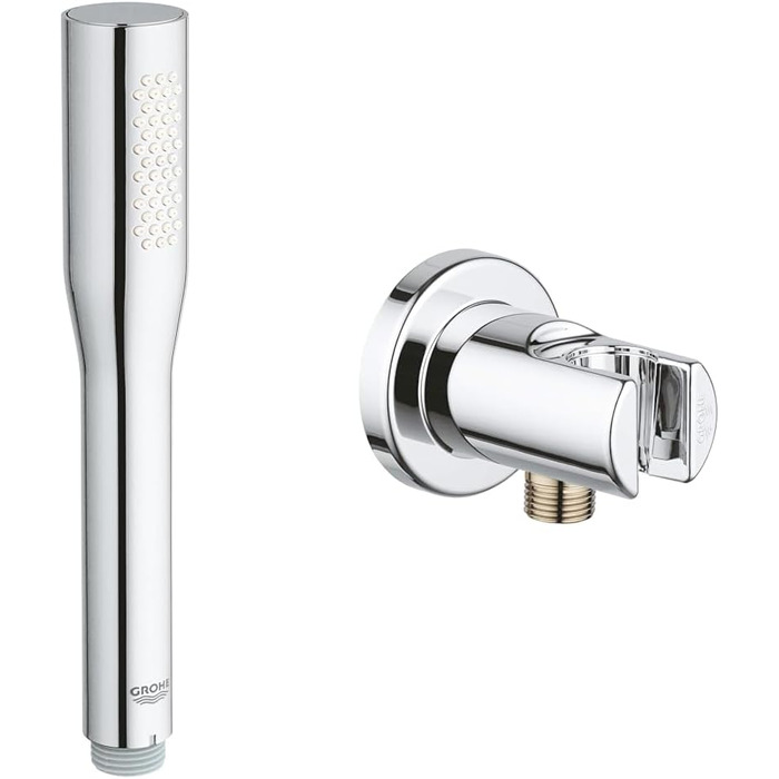 Ручний душ GROHE Vitalio Get 1 режим, антикальційна система, подвійна стінка, для проточних водонагрівачів, сріблястий, комплект з настінним кріпленням