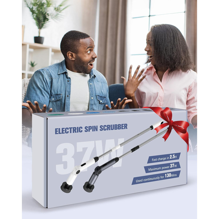 Електрична щітка для прибирання Homtronics, складана, з довгою ручкою, 8 насадок, бездротова, для ванної, кухні, авто, сіра