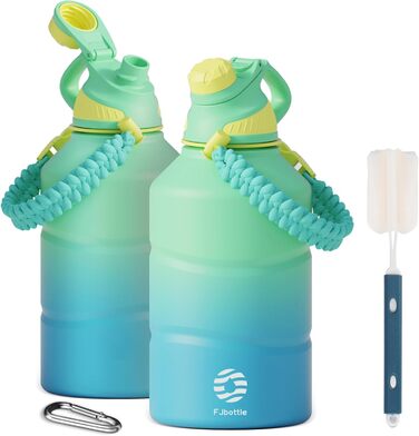 Термос Fjbottle 1900 мл з нержавіючої сталі, магнітна кришка, BPA Free, подвійні стінки, для газованої води, спортивна пляшка для води, університет, фітнес, кемпінг, активний відпочинок, світло-зелений