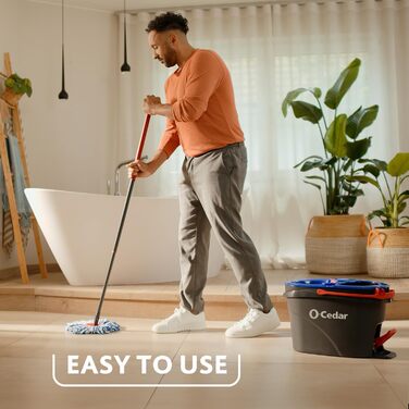 Змінні насадки O-Cedar EasyWring для мопа, мікрофібра, пластиковий відро-спін, система очищення підлоги, 2 додаткові насадки, RinseClean