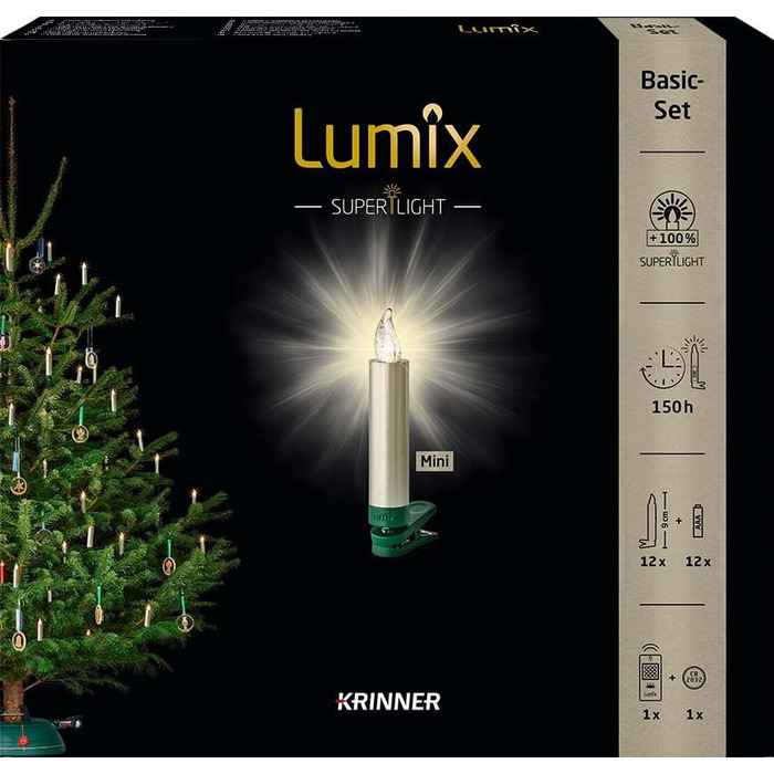 Бездротові LED ялинкові свічки Lumix Superlight Mini, 12 шт, металік, з ІЧ-пультом, кашемір