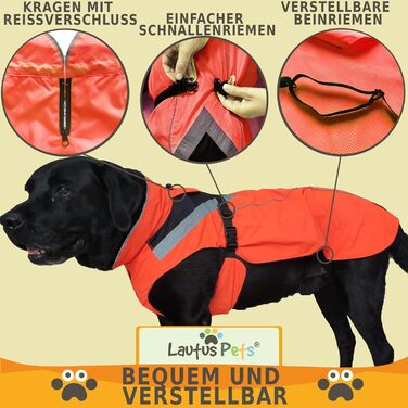 Дощовик для собак Lautus Pets, водонепроникний, з відбивачами, зі світлим дизайном і отвором для шлеї, помаранчевий, розмір 2XL