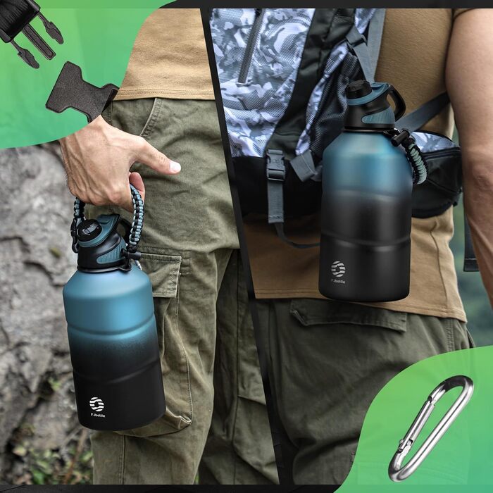 Термос Fjbottle 1900 мл з нержавіючої сталі, магнітною кришкою, подвійними стінками, без BPA, герметичний, для газованої води, спорт, фітнес, туризм