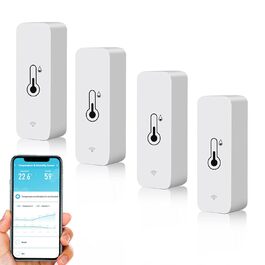Wi-Fi смарт термометр-гігрометр, цифровий датчик температури та вологості для приміщень, з керуванням через додаток, сумісний з Alexa/Google Home, комплект 4 шт. Для теплиць, підвалів, дому.