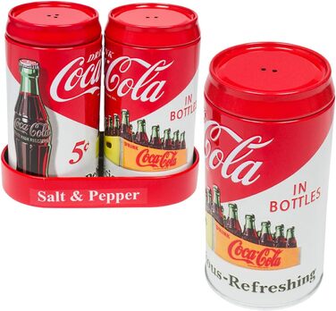 Набір металевих шейкерів для солі та перцю Coca-Cola, 10,2 см, з тисненим логотипом