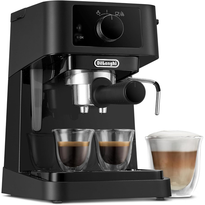 De'Longhi Stilosa EC 230.BK – традиційна еспресо-кавоварка з ручним капучинатором, для меленої кави, бак 1 л, 1100 Вт, чорна