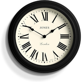 Настінний годинник Jones Clocks 30 см, класичний круглий, зелений, римські цифри, традиційний дизайн для кухні, вітальні чи спальні