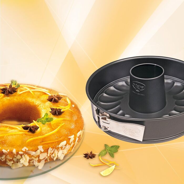 Форма для випікання Dr. Oetker зі змінним дном, Ø 28 см, сталева антипригарна роз'ємна форма для торта і кексу, чорний метал