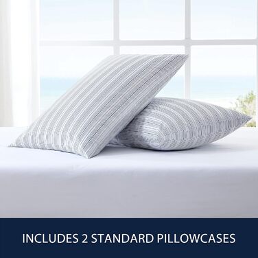 Комплект наволочок Nautica Beaux Stripe, 2 шт., бавовняний перкаль, синій, для дому, 50,8x76,2 см