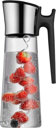Глечик для води WMF Basic 1,5 л з ручкою і силіконовою кришкою, скляний графин з кришкою Closeup