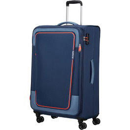 Валіза American Tourister Pulsonic Spinner L 81 см, розширювана, 113/122 л, синя (Combat Navy), для подорожей