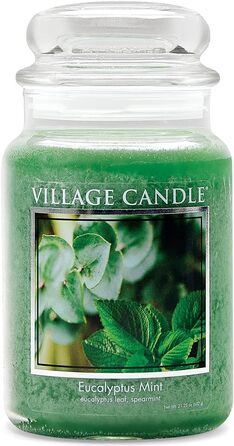 Ароматична свічка Village Candle Евкаліпт-М'ята у склі, 737 г, зелена