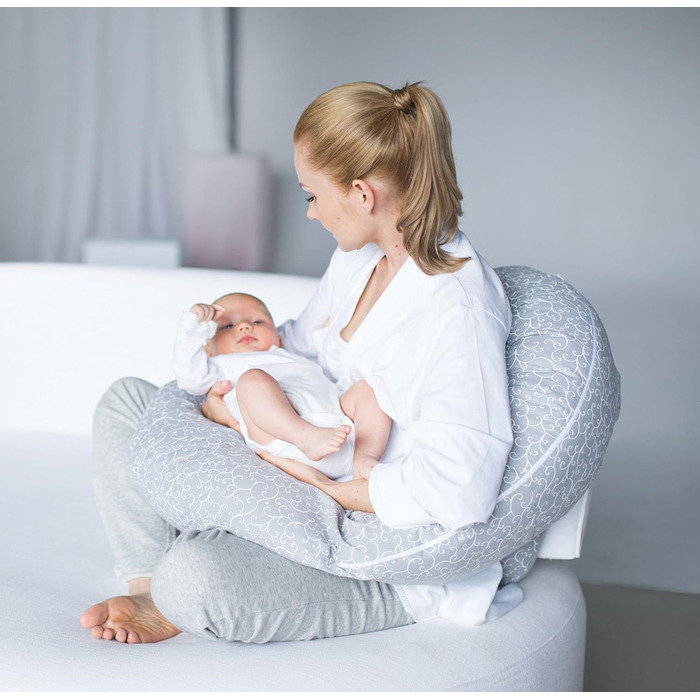 Подушка для годування та сну Motherhood Sleepy-C, ергономічна, сірі гілки, сертифікат Öko-Tex 100