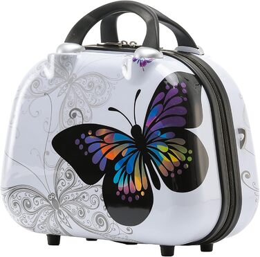 Набір валіз BEIBYE Butterfly 2060 з TSA-замком, 4 штуки: жорсткий пластиковий чемодан на колесах, ручна поклажа та б'ютікейс (XL 75 см + S б'ютікейс)