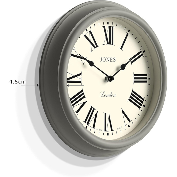 Настінний годинник JONES CLOCKS 30 см круглий зелений, римські цифри, класичний дизайн для кухні, вітальні або спальні