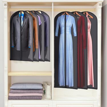 Комплект чохлів для одягу Syeeiex, прозорі, з блискавкою, 8 шт, 60x110 см, дихаючі чохли для зберігання костюмів, пальт, піджаків, суконь