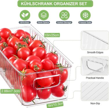 Набір органайзерів для холодильника 10 шт, BPA Free, кухонні контейнери для зберігання їжі, фруктів, овочів, організація простору для кухні, комори, шаф, морозильника, офісу, ванної кімнати